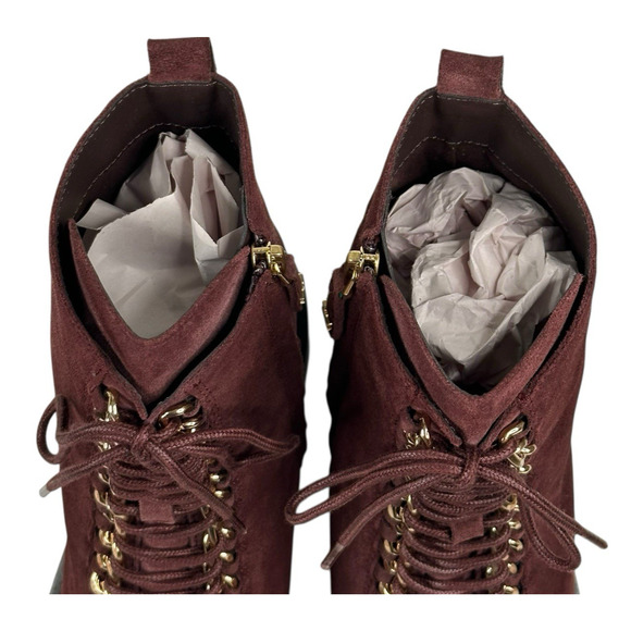 Sam Edelman Lovrin Platform Combat Boots Spiced Pecan Suede Womens 9.5M Zip New - Picture 10 of 12